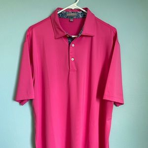Peter Millar Summer Comfort Pink Golf Polo Shirt Mens Size L